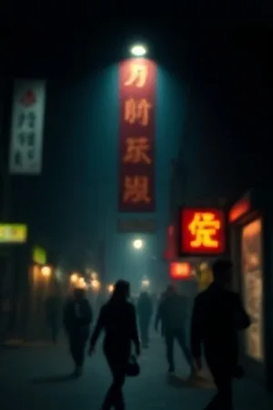 《雾灯下的独白》封面，雾中的路灯与独自撑伞的行人